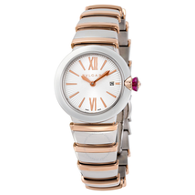 Bvlgari LVCEA Silver Opaline Dial 18kt Pink Gold and Stainless Steel Ladies Watch 102193