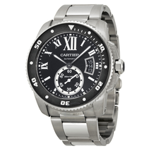 Cartier Calibre de  Diver Black Dial Steel Men's Watch W7100057