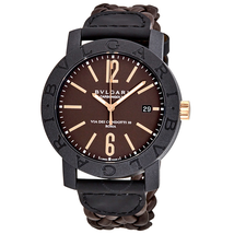 Bvlgari Automatic Brown Dial Brown Leather Men's Watch 102633