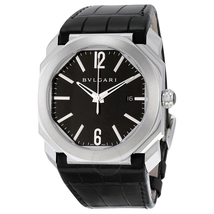 Bvlgari Octo Solotempo Automatic Black Dial Black Leather Men's Watch 101964