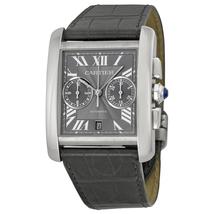 Cartier Tank MC Chronograph Grey Dial Grey Leather Men's Watch W5330008
