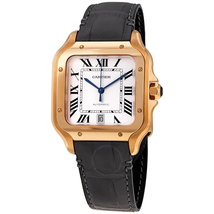Cartier Santos De  Large Automatic Silver Dial Men's 18kt Rose Gold Watch WGSA0011
