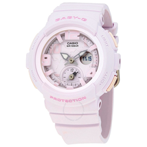 Casio Alarm World Time Chronograph Quartz Analog-Digital Pink Dial Watch BGA-190BC-4BDR