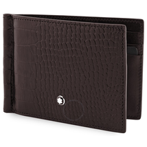 Montblanc Meisterstuck Mocha Leather Men's 6cc Wallet with Money Clip 112561