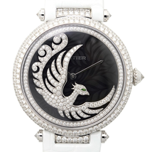 Cartier Bestiaire Evol D'un Phoenix Dark Purple Mother of Pearl with Diamonds Feather Dial Ladies Watch HPI00633