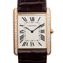 Cartier Tank Louis Silver Dial Brown Leather Diamond Men's Watch WT200005