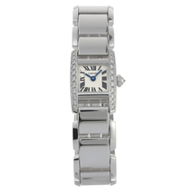 Cartier Tankissime Silver Dial 18K White Gold Diamond Ladies Watch WE70069H