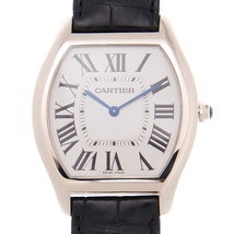 Cartier Tortue Silver Dial 18k White Gold Men's Watch WGTO0003