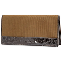 Montblanc Nightflight 6cc Leather/Fabric Wallet- Khaki Brown 103609
