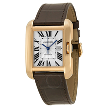 Cartier Tank Anglaise Silver Dial Brown Leather Strap W5310005