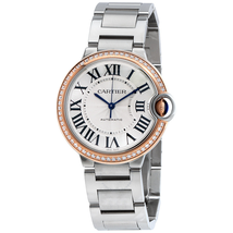 Cartier Ballon Bleu Automatic 18Kt Rose Gold Diamond Steel Ladies Watch WE902081