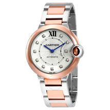 Cartier Ballon Bleu Silver Diamond Dial Steel and 18K Pink Gold Automatic Ladies Watch W3BB0007