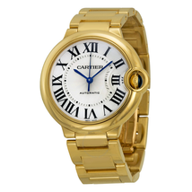 Cartier Ballon Bleu Medium Silver Opaline Dial 18kt Yellow Gold Watch W69003Z2