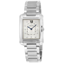 Cartier Tank Anglaise Silver Dial Diamond Stainless Steel Ladies Watch W4TA0004