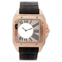 Cartier Santos Mysterieuse 18k Rose Gold and Alligator Leather Unisex Watch W20115Y1