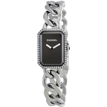 Chanel Premiere Black Dial Stainless Steel Diamond Ladies Watch H3254