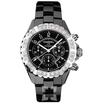 Chanel J12 Black Ceramic Diamond Chronograph Automatic Men's Watch H1178