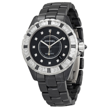 Chanel J12 Automatic Black Diamond Dial Black Ceramic Unisex Watch H2023
