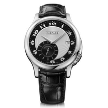 Chopard L.U.C Classic Twist Silver and Black Dial Black Leather Men's Watch 161888-1001