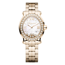 Chopard Happy Sport Mother of Pearl Diamond Dial Rose Gold Ladies Watch 275350-5004