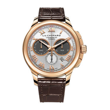 Chopard L.U.C. Chrono One Silver Dial 18 kt Rose Gold Brown Leather Men's Watch 161928-5001