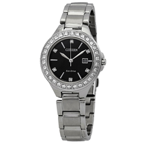 Citizen Silhouette Black Crystal Dial Ladies Watch FE1190-53E