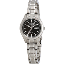 Citizen Eco-Drive Black Dial Stainless Steel Ladies Watch EW3140-51E