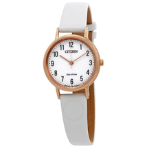 Citizen Chandler White Dial White Leather Ladies Watch EM0573-02A