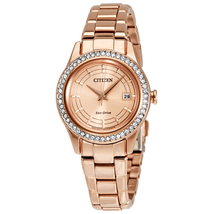 Citizen Silhouette Crystal Eco-Drive Rose Gold-Tone Ladies Watch FE1123-51Q