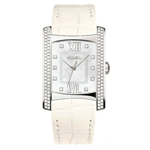 Ebel Brasilia Mother of Pearl Diamond White Leather Ladies Watch 1215771