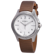 Ebel Wave Silver Dial Ladies Taupe Leather Watch 1216297