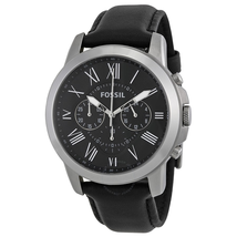 Fossil Grant Black Dial Black Leather Men's Watch FS4812IE