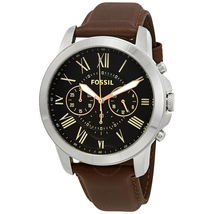 Fossil Grant Chronograph Black Dial Brown Leather Men's Watch FS4813IE