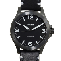 Fossil Nate Black Dial Black Leather Strap Men's Watch JR1448