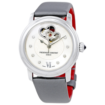 Frederique Constant World Heart Federation Automatic White Dial Grey Strap Ladies Watch FC-310WHF2P6