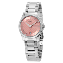 Gucci G-Timeless Pink Dial Stainless Steel Ladies Watch YA126524
