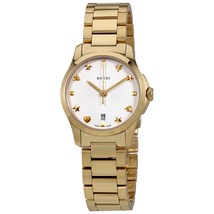 Gucci G-Timeless Silver Dial Gold PVD Ladies Watch YA126576