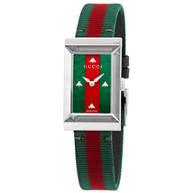 Gucci G-Frame Green-Red Mother of Pearl Dial Ladies Nylon Watch YA147404