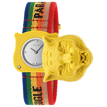 Gucci Le Marche Des Merveilles Yellow Tiger Quartz Silver Dial Men's Watch YA146410
