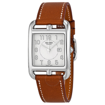 Hermes Cape Cod Medium Silver Dial Tan Barenia Leather Ladies Watch W021511WW00