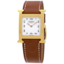Hermes Heure H White Dial Ladies Medium Leather Watch 036785WW00