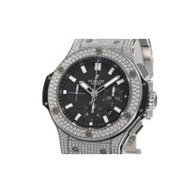 Hublot Big Bang Black Dial Chronograph Stainless Steel Diamond Pave Men's Watch 301SX1170SX2704 301.SX.1170.SX.2704