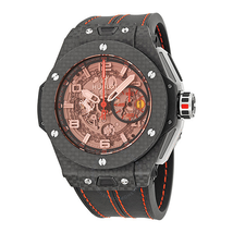 Hublot Ferrari Carbon Red Magic Automatic Openwork Dial Black Carbon Fiber Men's Watch 401.QX.0123.VR