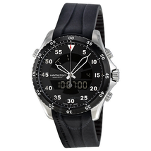 Hamilton Flight Timer Chronograph Black Dial Rubber Men's Watch H64554331
