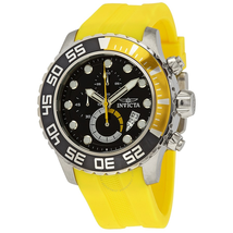 Invicta Pro Diver Chronograph Black Dial Yellow Polyurethane Men's Watch 19244