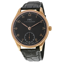 IWC Portuguese Ardoise Dial 18kt Rose Gold Black Leather Men's Watch 5454-06 IW545406