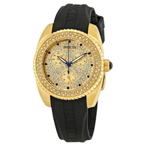 Invicta Angel Crystal Gold Dial Black Silicone Ladies Watch 28485