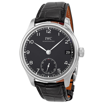 IWC Portuguese Hand Wound Eight Days Black Leather Men's Watch IW510202