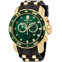 Invicta Pro Diver Chronograph Green Dial Black Polyurethane Men's Watch 6984