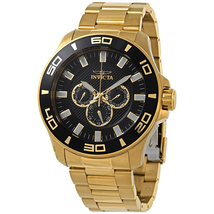 Invicta Pro Diver Quartz Black Dial Yellow Gold-tone Men's Watch 27982